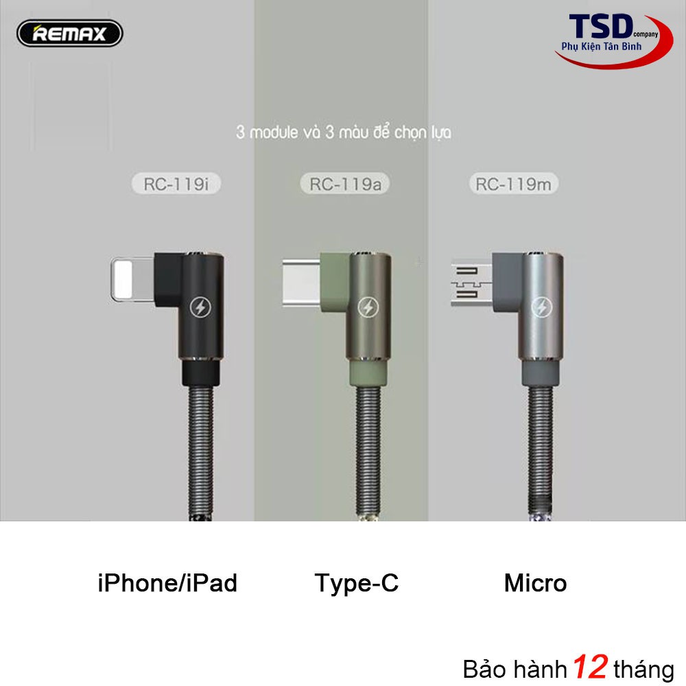 Cáp Remax RC-119 (Lightning – micro USB – Type C)