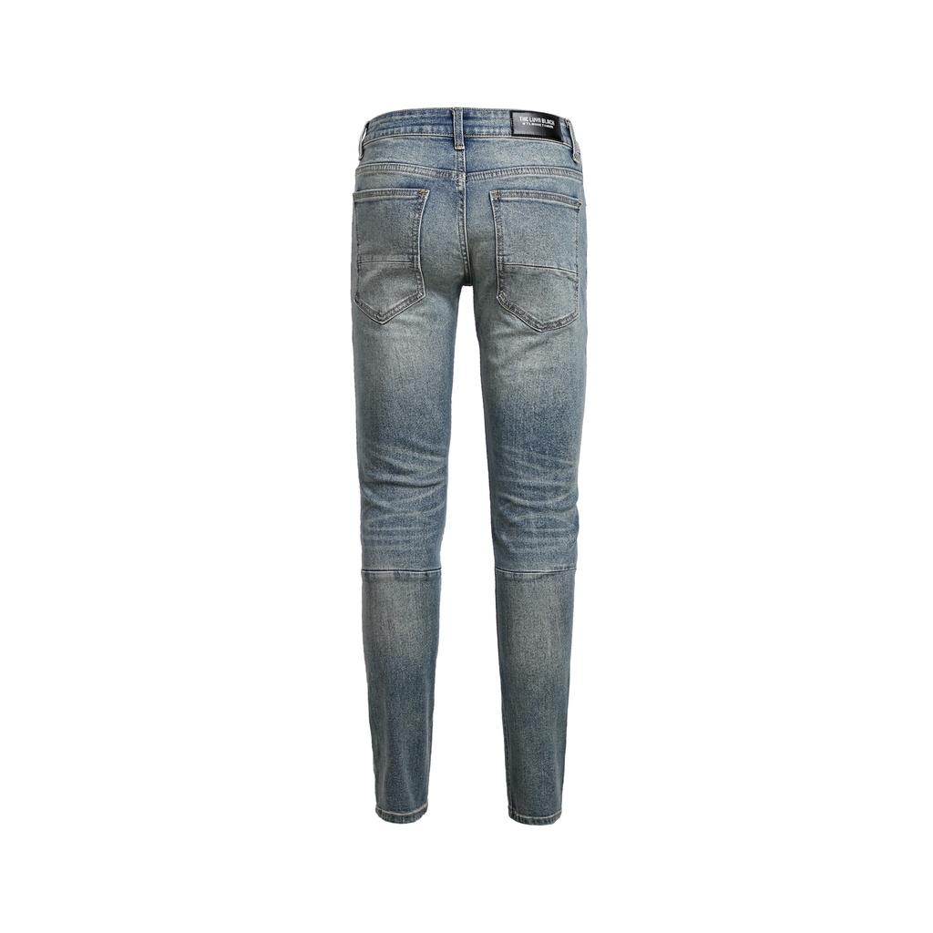 Quần Jean Nam Rách Gối, Bò Màu Xanh Nhạt Chất Liệu Jeans Co Dãn Tốt
