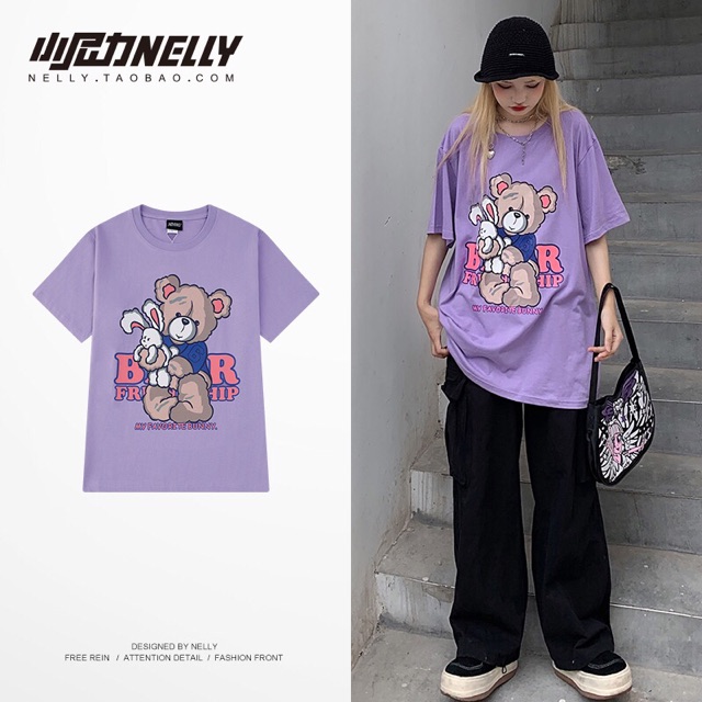 Áo phông nelly heybig sale(có sẵn) gấu tai hồng favorite bunny