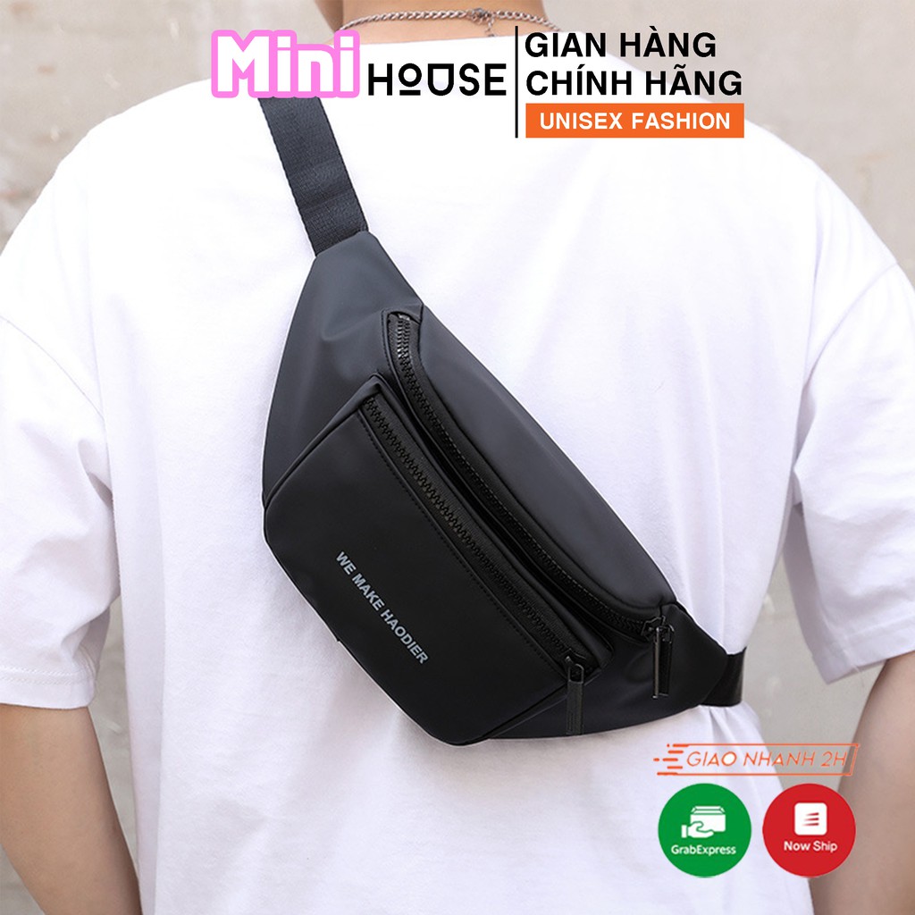 Túi bao tử nam Haodier đeo chéo ZAMAC vải dù trơn chống thấm nước ZT9 | BigBuy360 - bigbuy360.vn