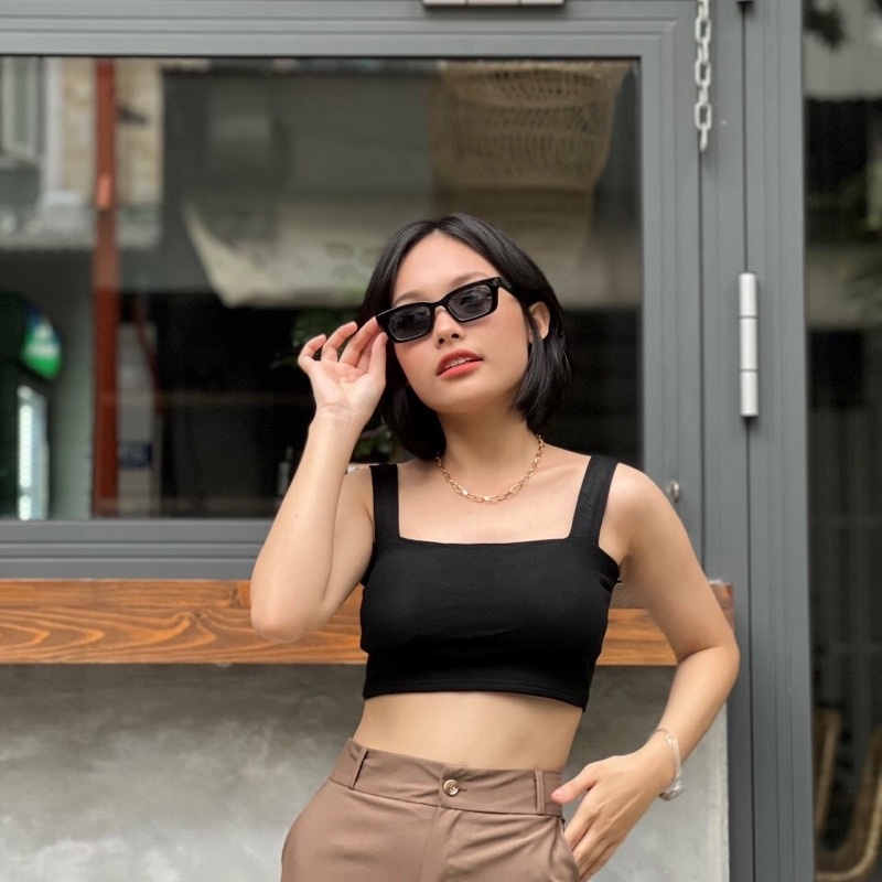 Áo 2 dây croptop bản to có mút ngực - Lumii