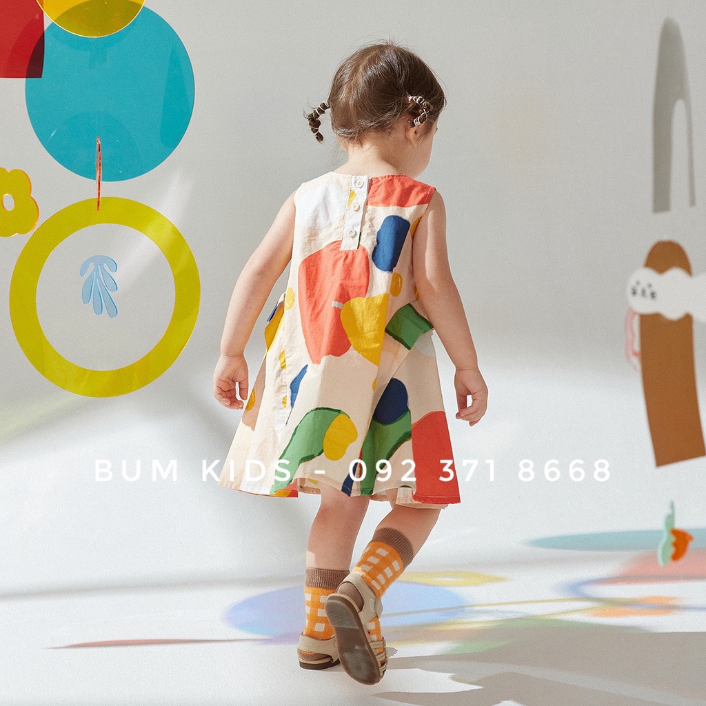 Váy sát nách cam lạ mắt cho bé gái từ 8-35kg cao cấp G17
