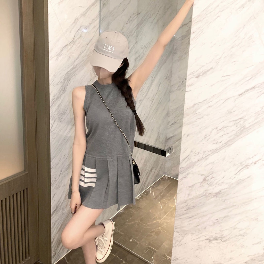 Đầm Dệt Kim Dáng Rộng Màu Xám Thời Trang Xuân Hè Cho Nữ