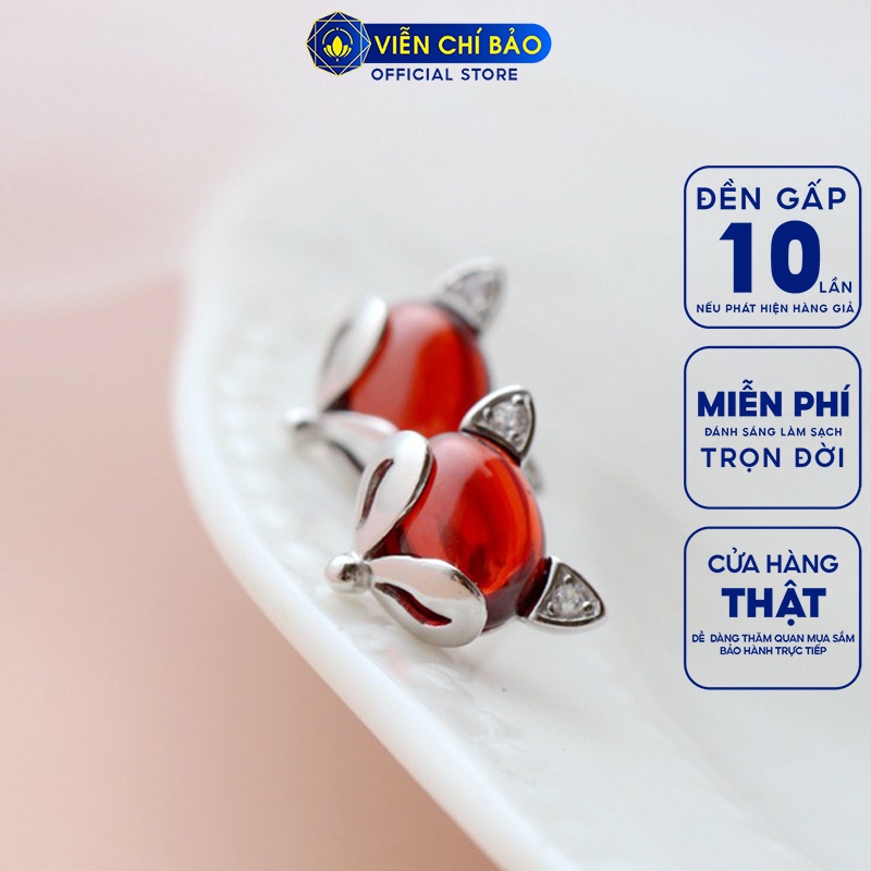 Bông tai bạc nữ Hồ Ly Thiên Hồ đá sắc màu chất liệu bạc Thái S925 thời trang nữ tính thương hiệu Viễn Chí Bảo B000172