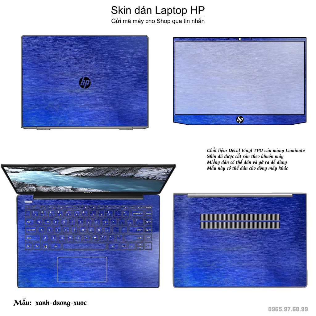 Skin dán Laptop HP màu xanh dương xước (inbox mã máy cho Shop)