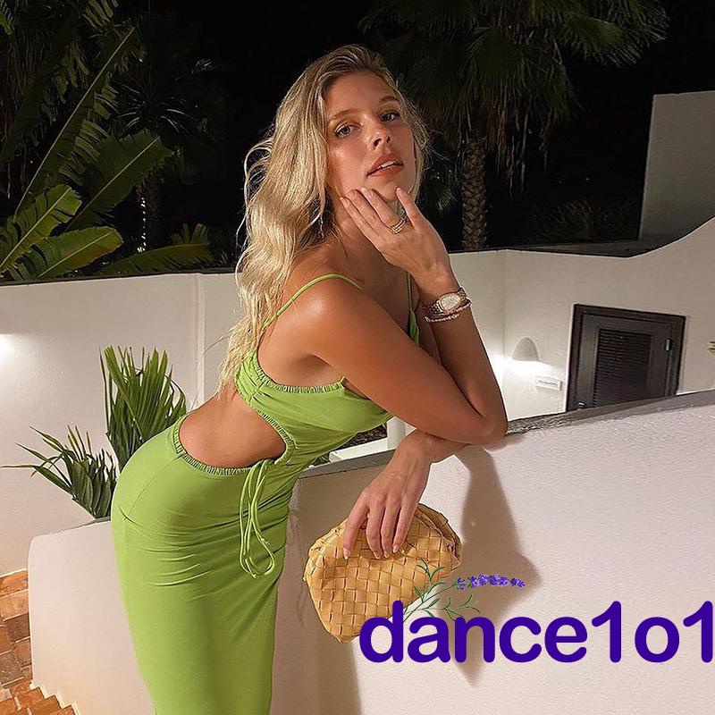 ✬Wb✲Đầm Dài Hai Dây Màu Sắc Trơn Thời Trang Mùa Hè Dành Cho Nữ