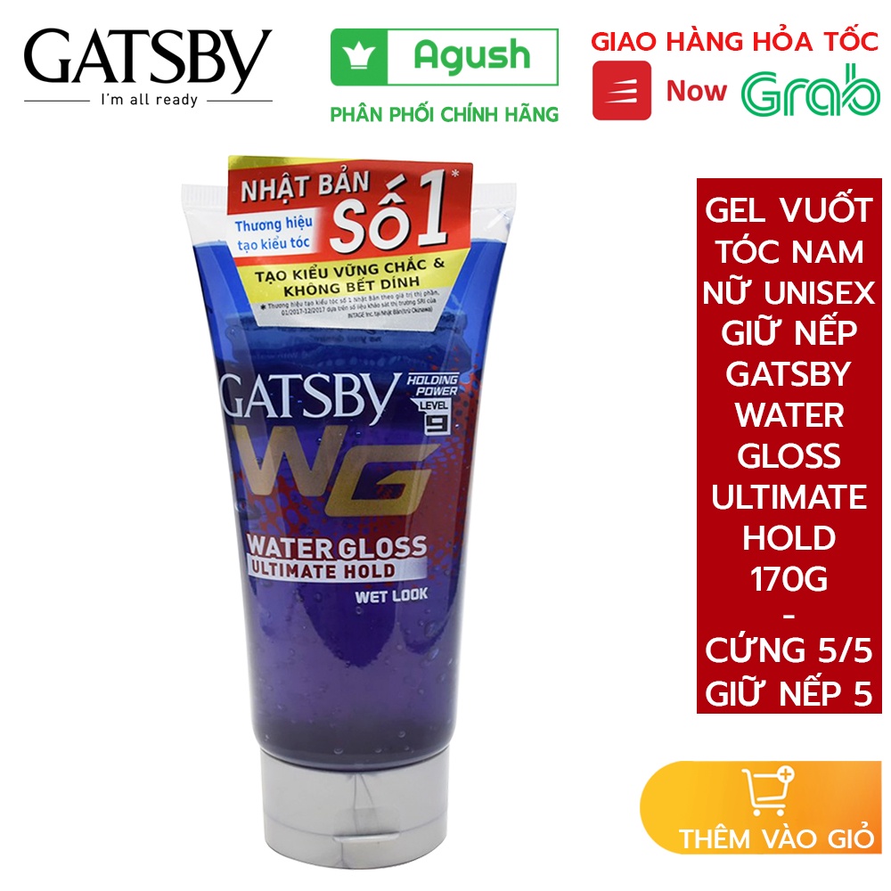 Gel vuốt tóc nam nữ siêu giữ nếp tóc unisex Gatsby Water Gloss Ultimate Hold chai 170g bôi tạo nếp bóng làm cố định tóc