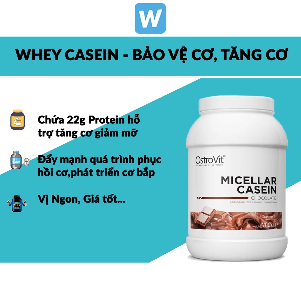 Sữa Tăng Cơ, Phát Triển Cơ, Bổ Sung Protein Nuôi Cơ Ban Đêm Ostrovit Miceller Casein 700g
