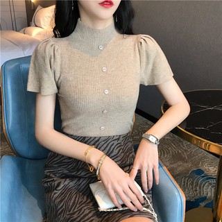 áo len nữ cộc tay, áo giữ nhiệt tay bồng L6 - Suzy Store