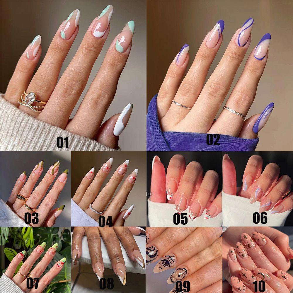 Hộp 24 Móng Tay Giả Che Phủ Toàn Diện Phong Cách Pháp