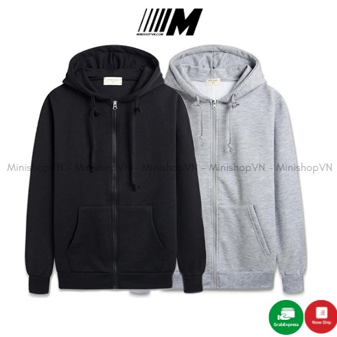 Áo khoác hoodie nam khóa zip / Áo khoác nỉ nam trơn / Áo chống nắng nỉ ngoại nam