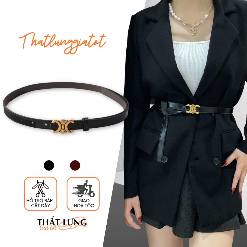 Thắt lưng váy mặt màu đồng cá tính bản nhỏ 1.8cm (hỗ trợ bấm lỗ dây nịt) TL420 - Thắt Lưng Giá Tốt
