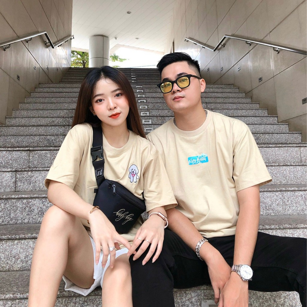 [Mã LT50 giảm 50k đơn 250k] Áo Thun Nam Nữ Unisex Form Rộng Tay Lỡ In Say Happy Hình Gấu Trúc