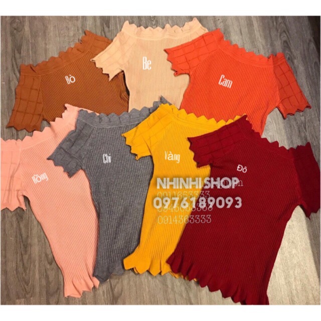 Áo len cổ viền hoa ngắn tay sọc tăm dáng ôm - NhiNhi Shop | BigBuy360 - bigbuy360.vn