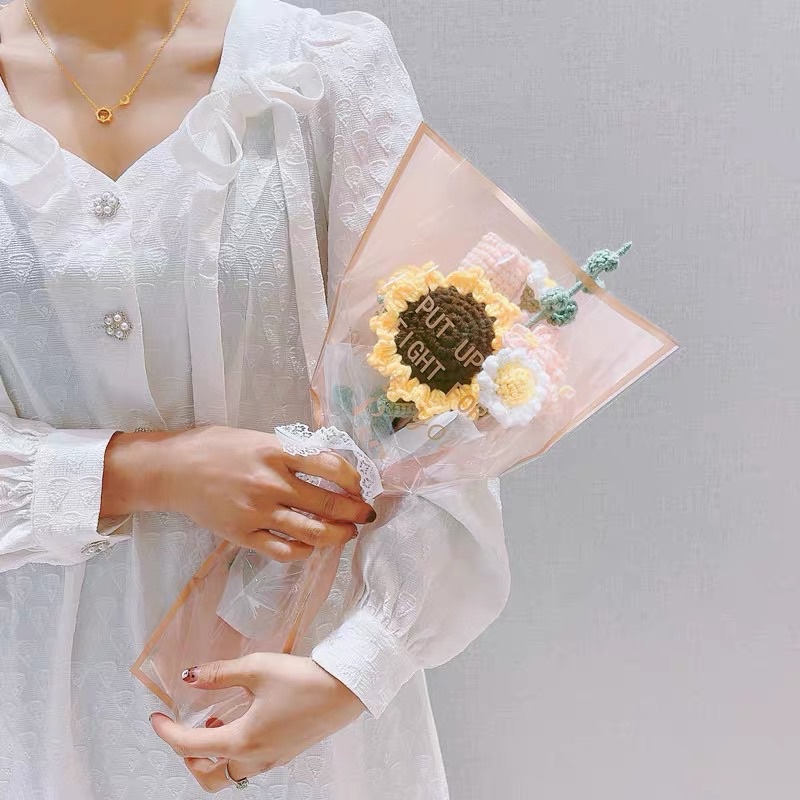 Túi Bóng Kính Đựng Bó Hoa 5-7 Bông, Size Vừa 28*45cm, viền đồng nhiều màu sắc
