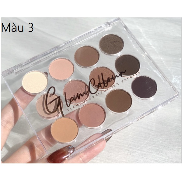 Bảng phấn nhũ mắt Glam Colour 12 ô vỏ trong suốt