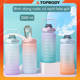 Bình đựng nước 2L có vạch báo giờ uống nước TOPBODY