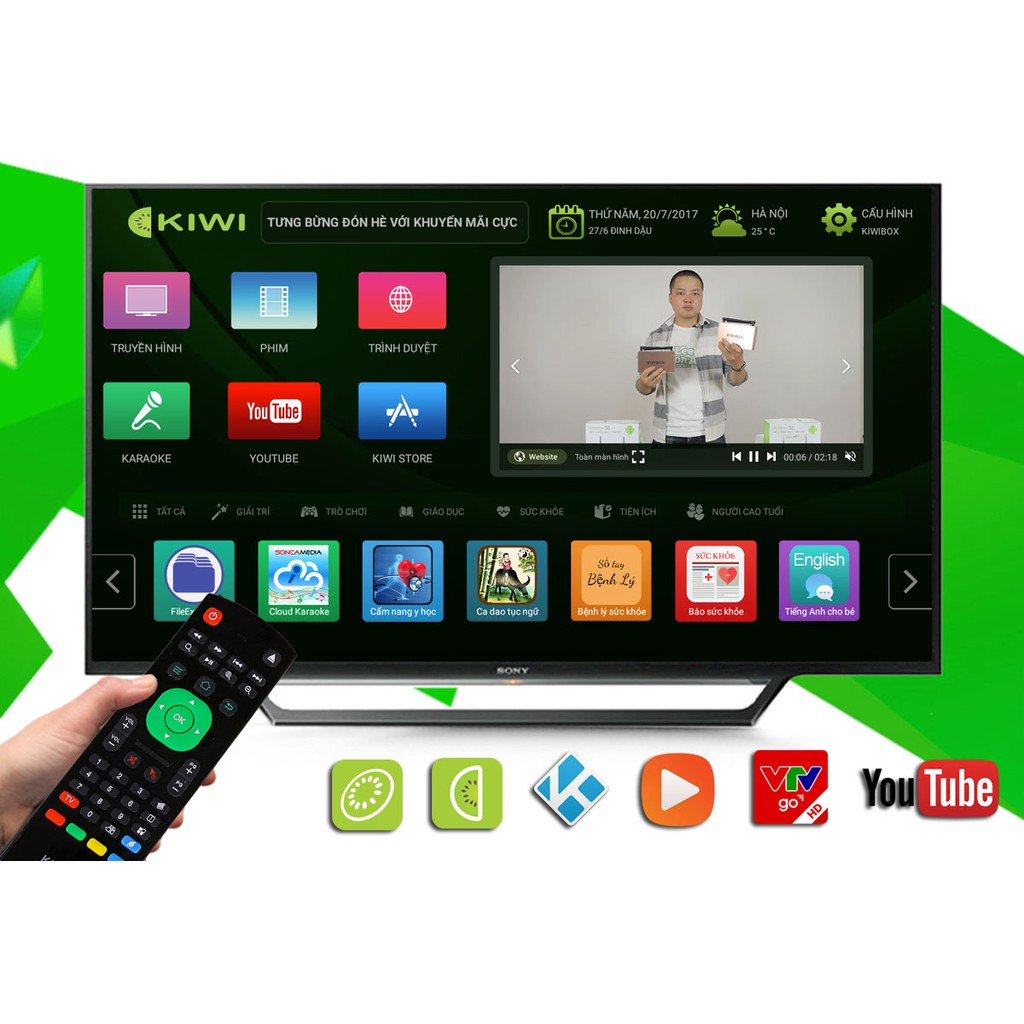 android tv box kiwibox V3pro Tặng chuột , wifi mạnh Ram 2G , Rom 8G truyền hình miễn phí - Hàng Chính Hãng