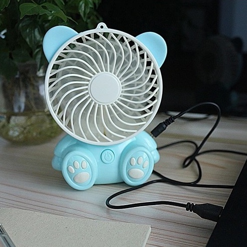 (Bán Buôn Sỉ) Quạt Tích Điện - Quạt Mini Để Bàn Tai Thỏ Pin Sạc Có Đế Hàng Hottrend 2022
