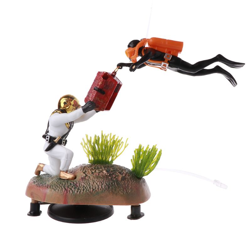 Lucky Tượng Resin Thợ Săn Kho Báu Với Ống Khí Trang Trí Bể Cá