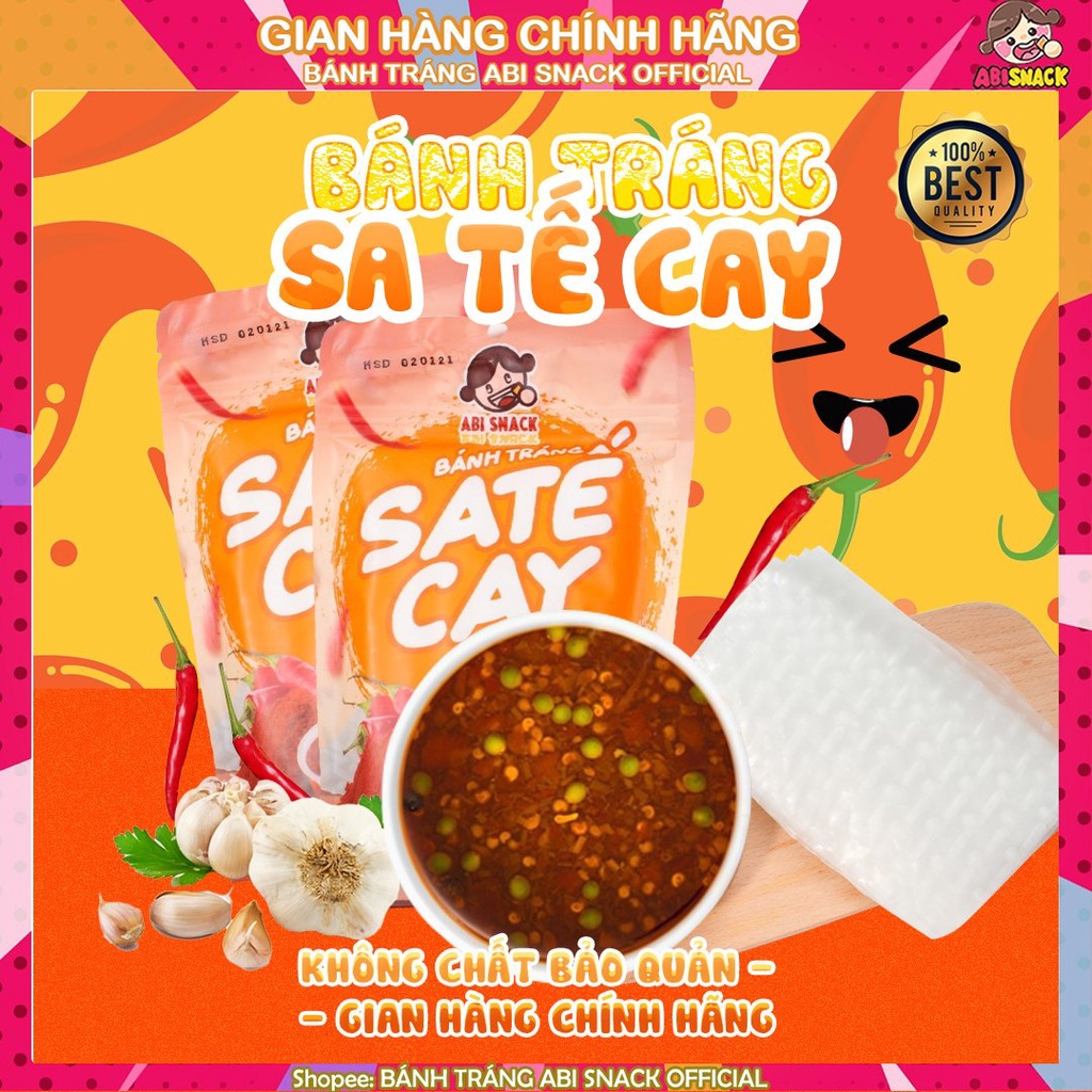 Bánh tráng Abi sa tế sate tỏi ớt chấm cay ngon bùng vị gói 100g