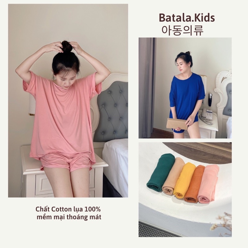 Bộ đồ cộc tay nữ Batala dáng rộng mặc nhà đi chơi chất cotton lụa cao cấp kiểu dáng Hàn quốc áo thụng quần đùi