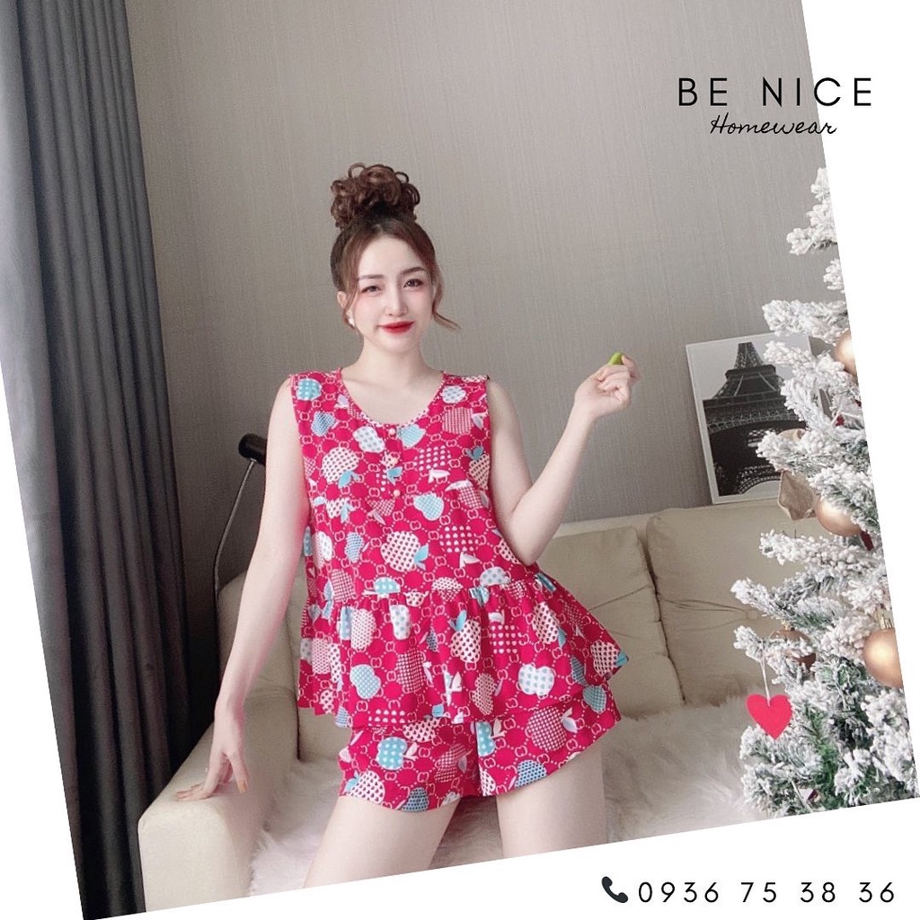 Bộ mặc nhà sát nách dáng xòe phối nút xinh xắn cho nàng nhà Be Nice Homewear