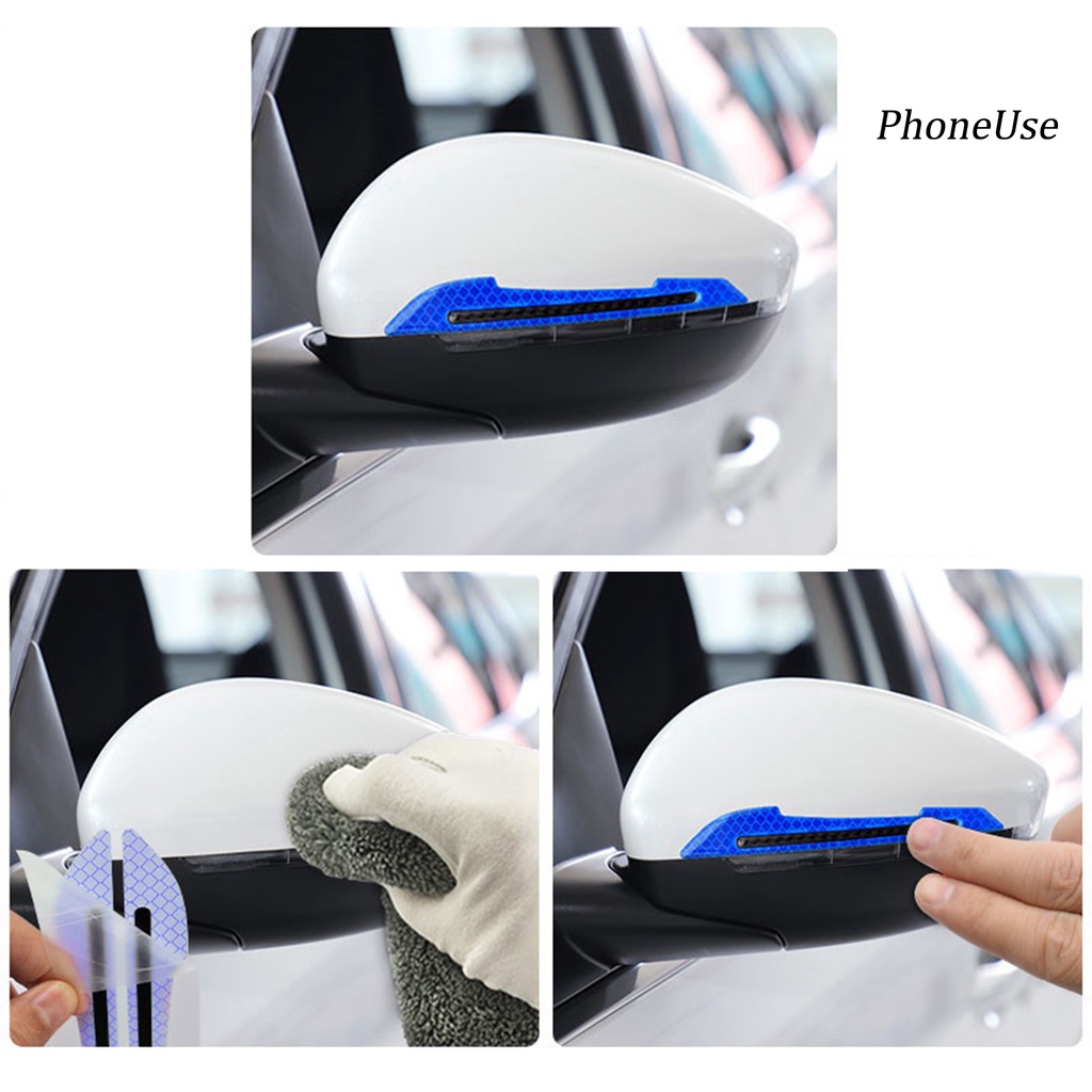 Pu Bộ 2 Miếng Dán Phản Quang Cảnh Báo An Toàn Cho Tay Nắm Cửa Xe Hơi Chống Va Chạm