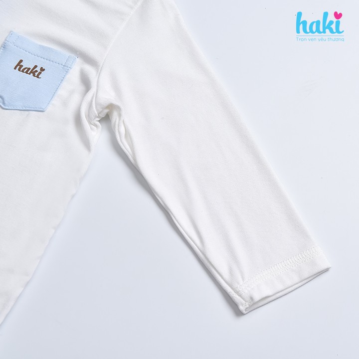 HAKI- Bộ quần áo cổ trụ phối màu cho bé Haki, set dài tay vải Bamboo cao cấp BB039