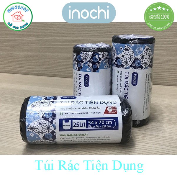 [3 Size] Lô 4 Túi Rác Tự Hủy Sinh Học Inochi Cao Cấp, Túi Đựng Rác Sinh Học