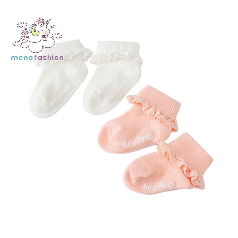 Tất phối ren hoa phong cách công chúa cho bé gái