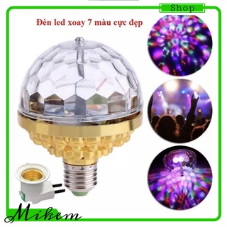 Đèn led nháy chớp 7 màu tự xoay đui tròn cao cấp mikem shop - đèn led vũ trường xoay