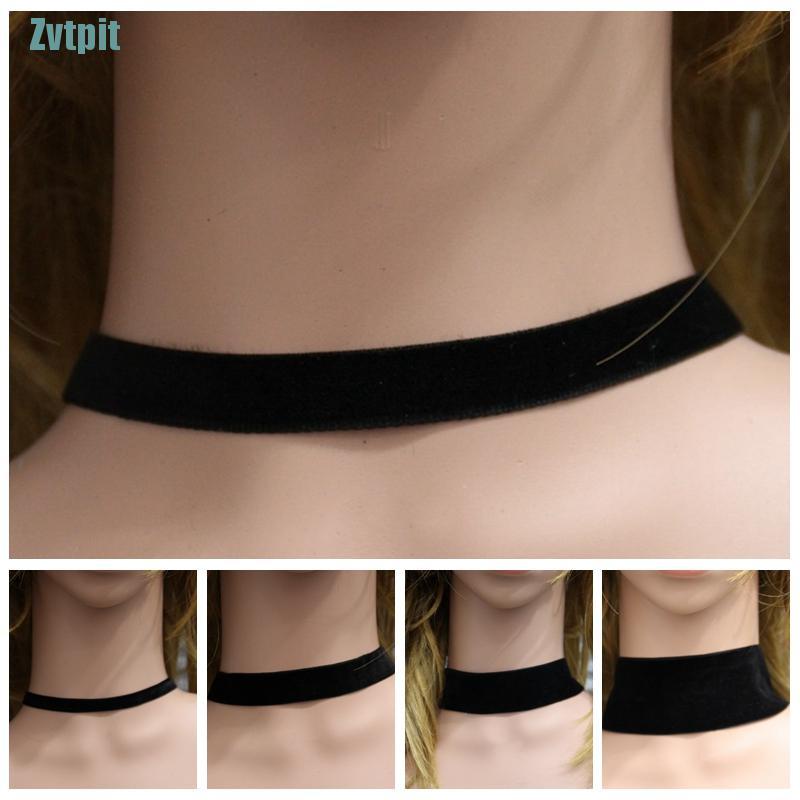 Vòng cổ choker vải nhung màu đen phong cách Gothic cổ điển