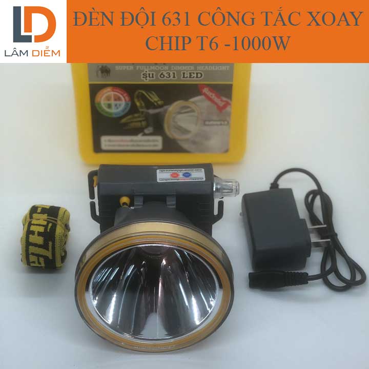 Đèn đội đầu pin sạc họa tiết gốm sứ công tắc xoay NĐ 78C