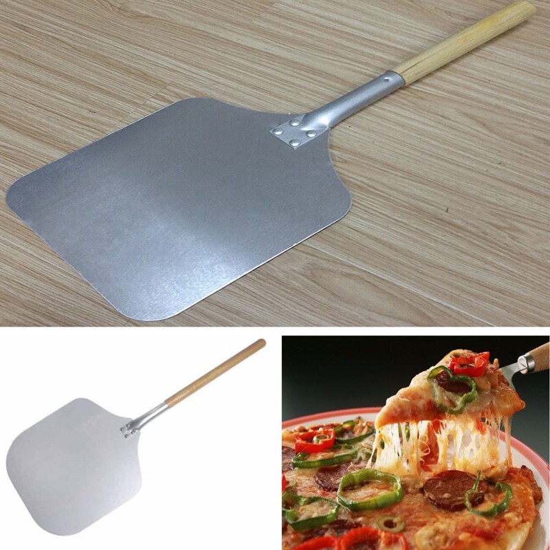 Xẻng xúc bánh pizza vuông 58cm bằng gỗ và nhôm