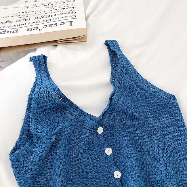 Áo Dệt Kim Sát Nách Cổ Chữ V Thời Trang Cá Tính