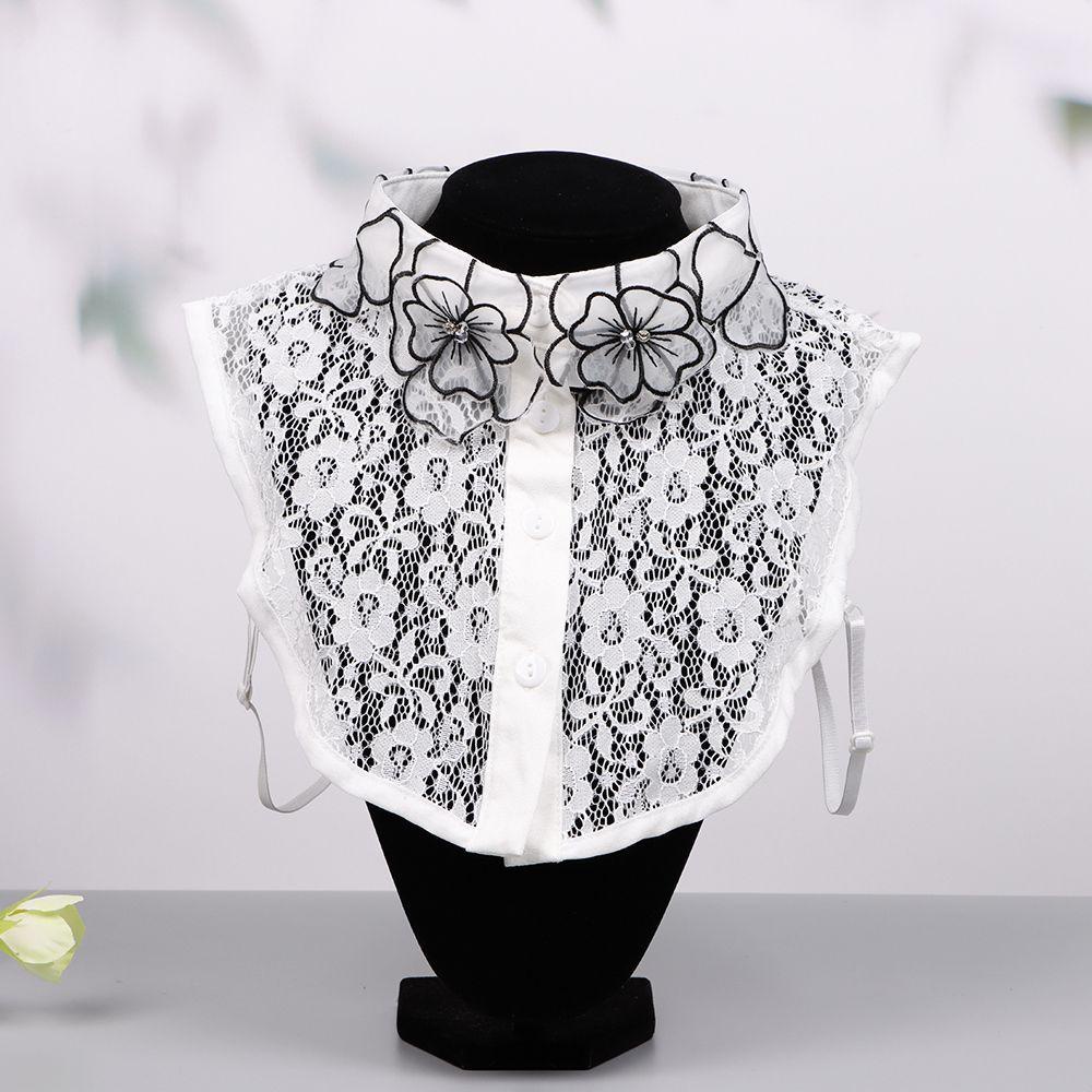 Cổ Áo Rời Cổ Bẻ Giả Ren Hoa Phong Cách Vintage Dành Cho Nữ