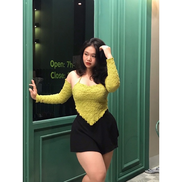 áo croptop nữ BIGSIZE kiểu xẻ tay xinh xắn FATTYTA