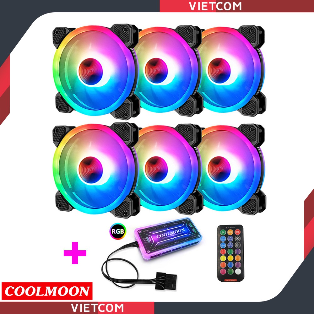 [ 10 MẪU - 50 COMBO ] Fan Led RGB Coolmoon + Bộ Hub Coolmoon & Remote - LED RGB 16 Triệu Màu, 366 Hiệu Ứng