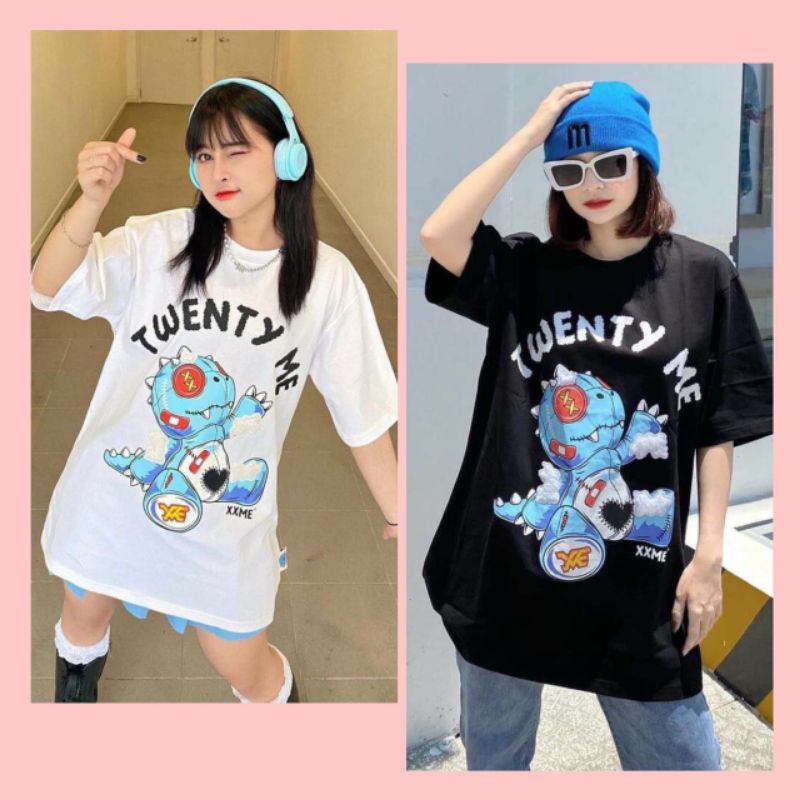 Áo phông tay lỡ nam nữ unisex form rộng Khủng Long Twenty ullzang vải cotton mịn giá rẻ mặc đơn đôi nhóm