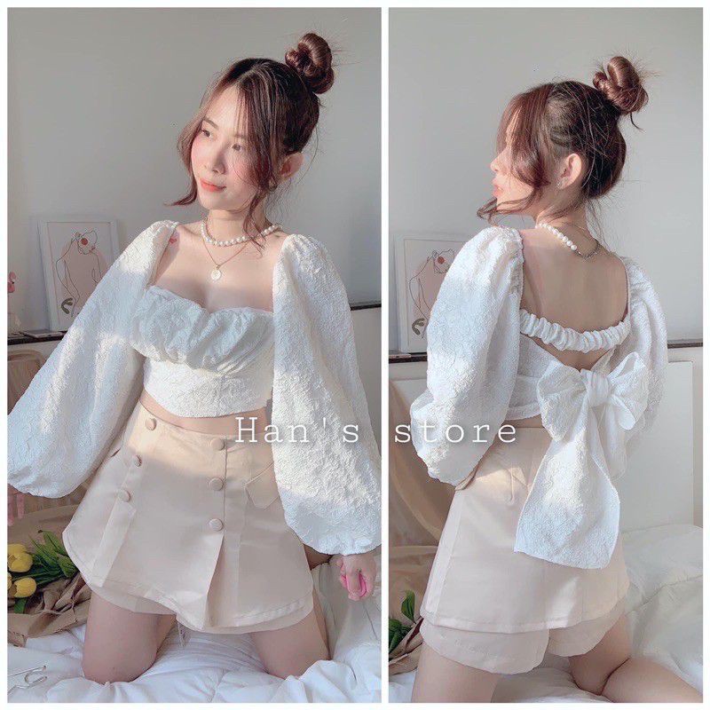 ÁO TIỂU THƯ TAY PHỒNG CỘT NƠ CÓ MOD NGỰC M44