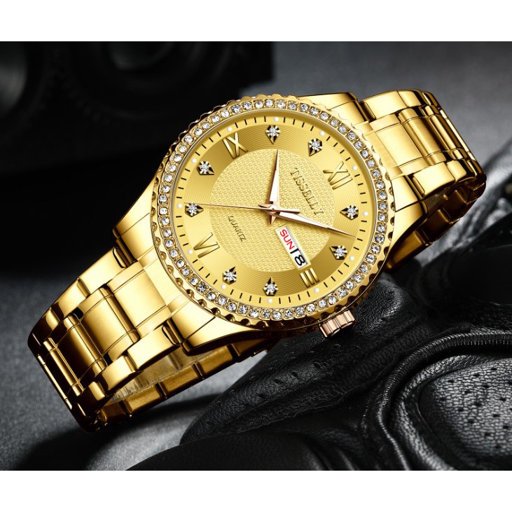 Đồng hồ nam đính hạt dạ quang kim và 12 điểm giờ Tisselly T808 | BigBuy360 - bigbuy360.vn