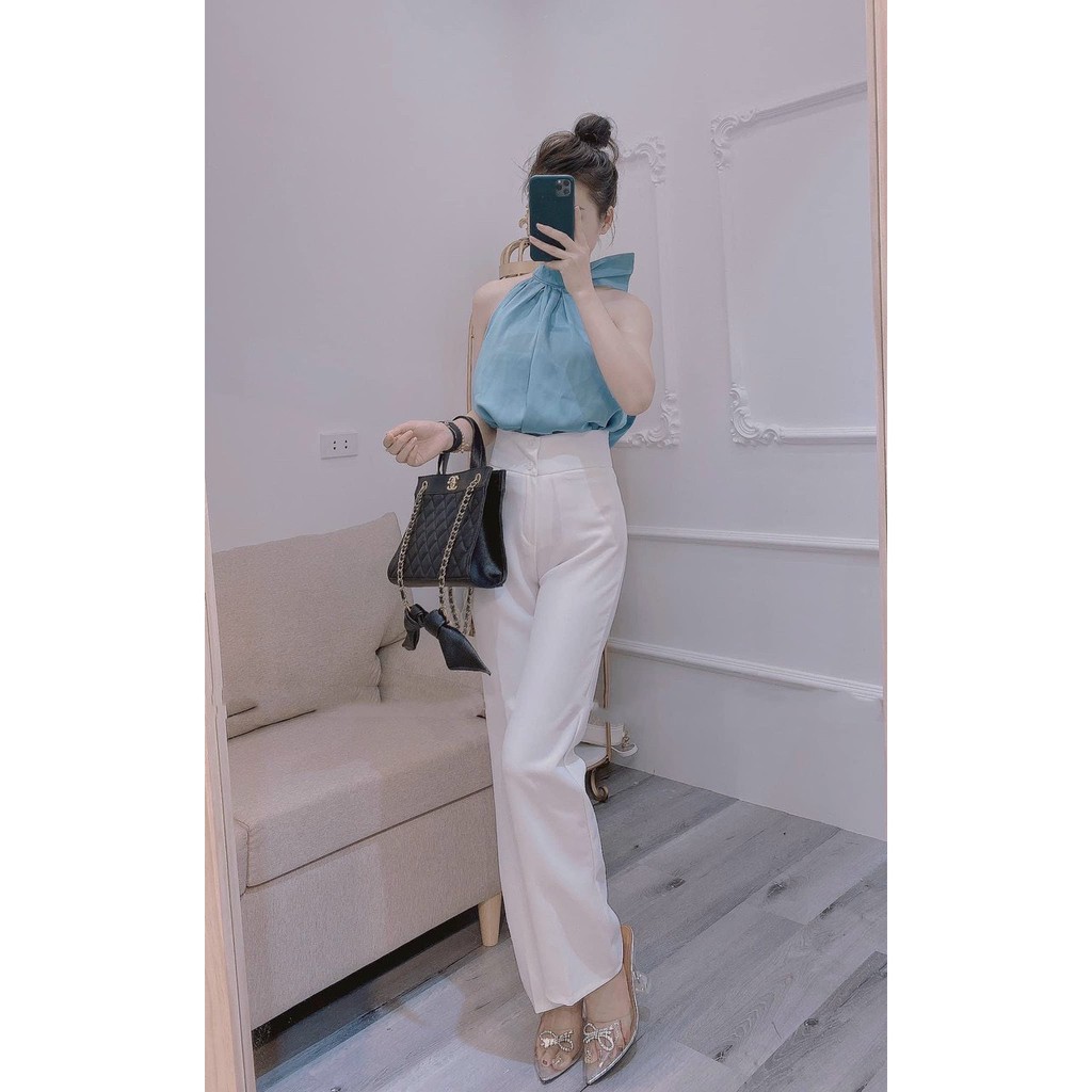 Quần ống loe cạp cao siêu xinh vải tuyết mưa | BigBuy360 - bigbuy360.vn