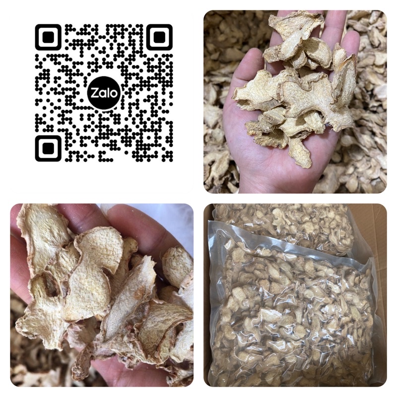 Gừng Thái Lát Sấy Khô Túi 1Kg Thơm Cay Việt Hiệp