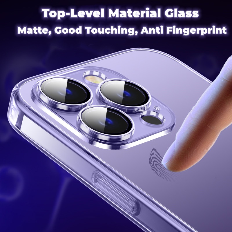 Ốp Điện Thoại Kính Cường Lực Nhám Trong Suốt Chống Sốc Cho iPhone 14 14 Plus 14 12 13 pro max 14 pro max Đen