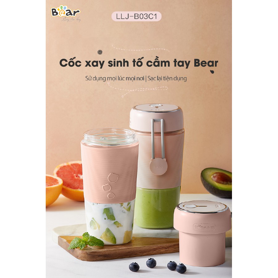 [Tặng quà 199k] Máy xay sinh tố cầm tay Mini Bear LLJ-B03C1- Hàng chính hãng