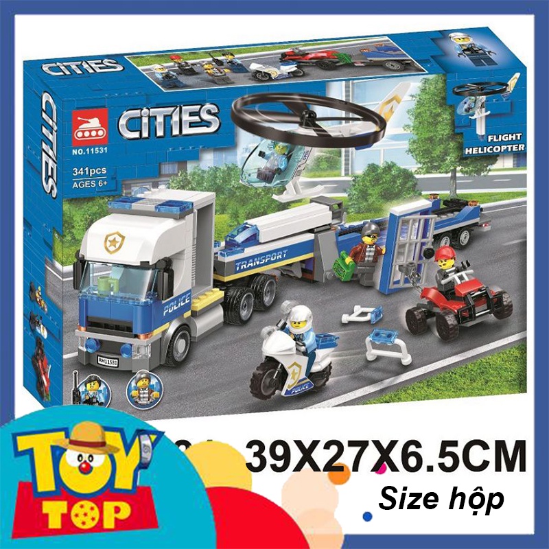 Lắp ráp ghép city xe ô tô tải vận chuyển trực thăng cảnh sát và mô tô truy đuổi kẻ trộm xếp hình lri Tank 11531
