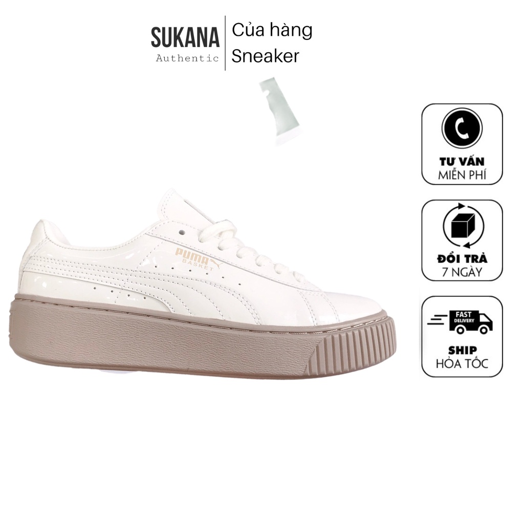 Giày thể thao Sneakers, Giày 𝐏𝐮𝐦𝐚 nữ,𝐏𝐮𝐦𝐚 đế nâu da bóng.