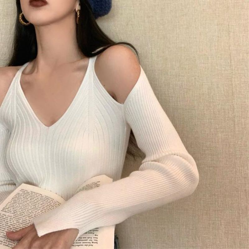 Áo Len Tay Dài Cổ Chữ V Phong Cách Retro Thời Trang Cho Nữ