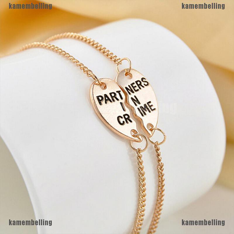 Set 2 Vòng Tay Mặt Trái Tim Chia Đôi Khắc Chữ Best Friends Forever